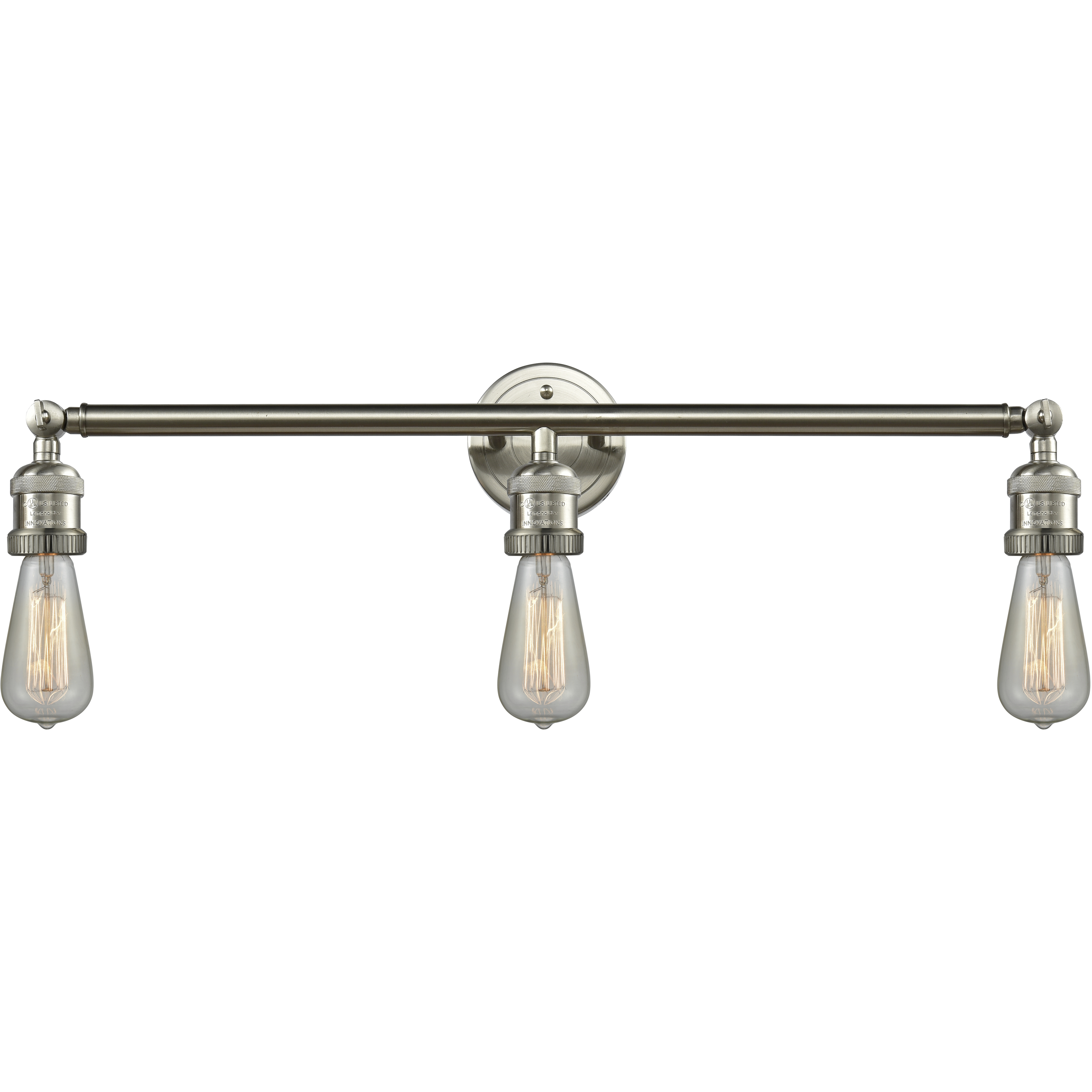 Franklin Restoration Bare Bulb 3 Light 30 inch Brushed Satin Nickel Bath Vanity Light Wall Light