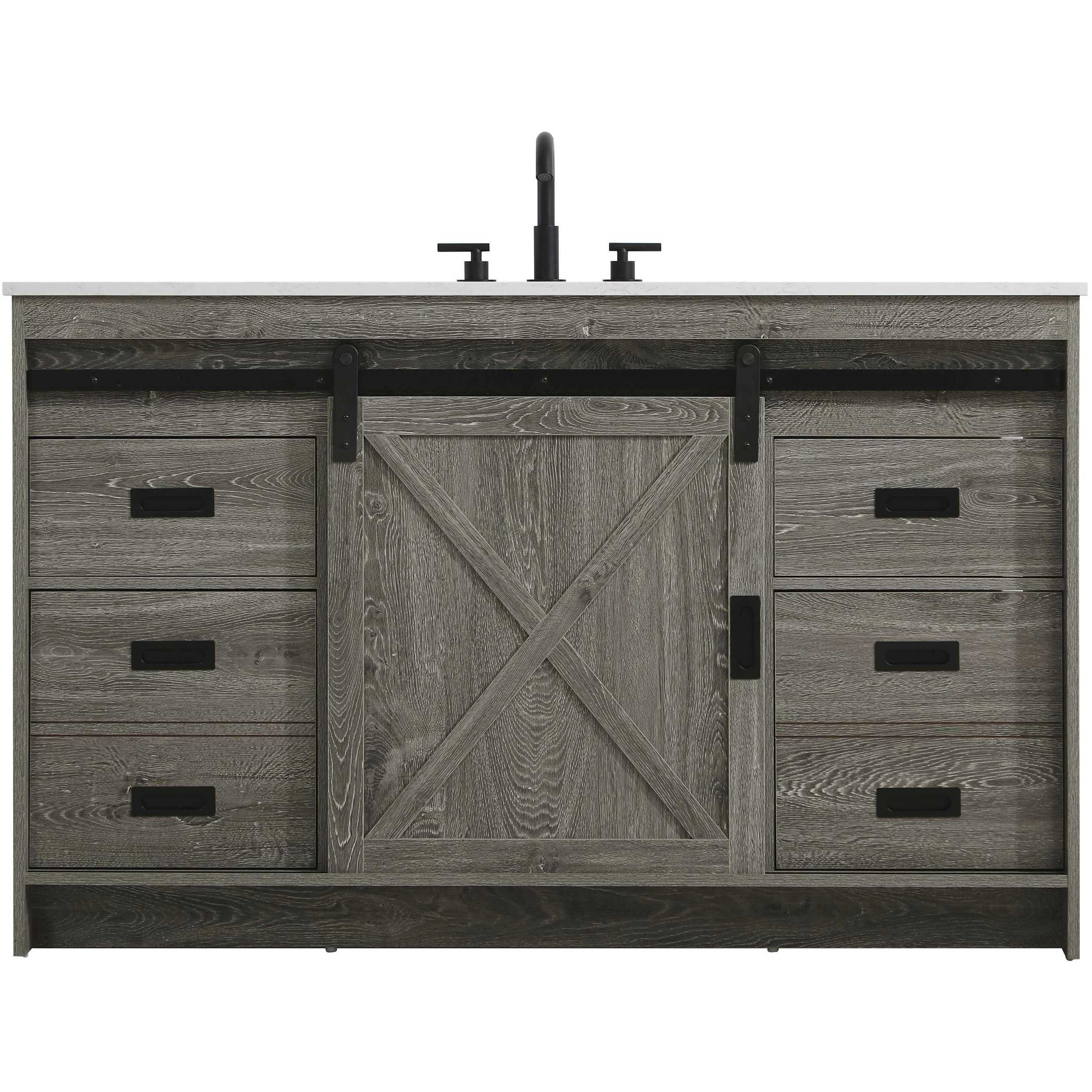 Austin 54 X 34 inch Rustic Grey Bathroom Vanity Cabinet