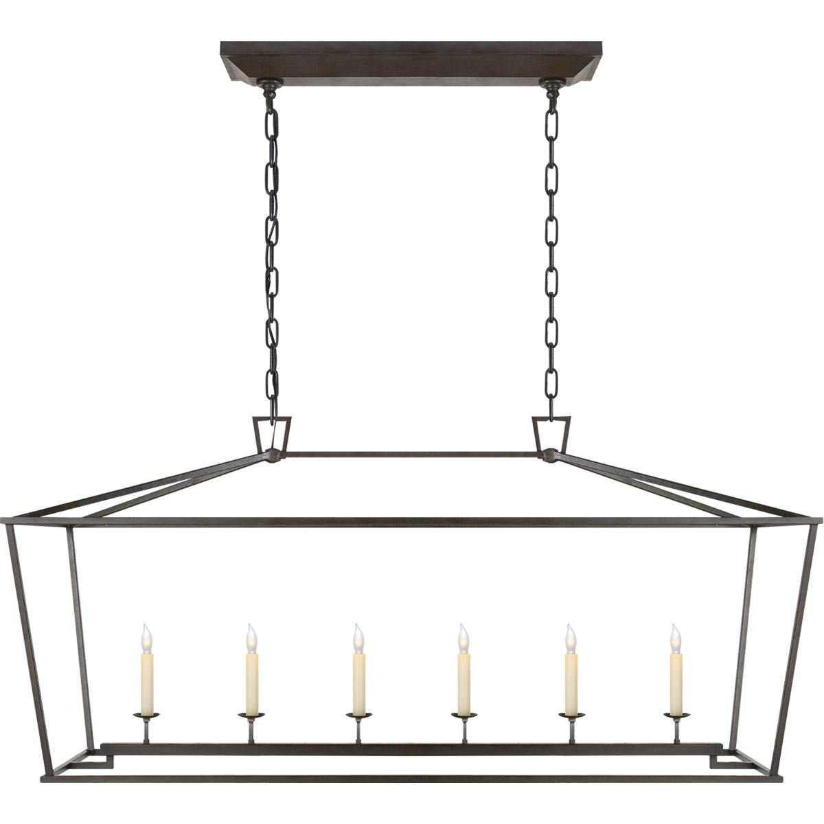 Chapman & Myers Darlana 6 Light 54 inch Aged Iron Linear Lantern Pendant Ceiling Light, Large