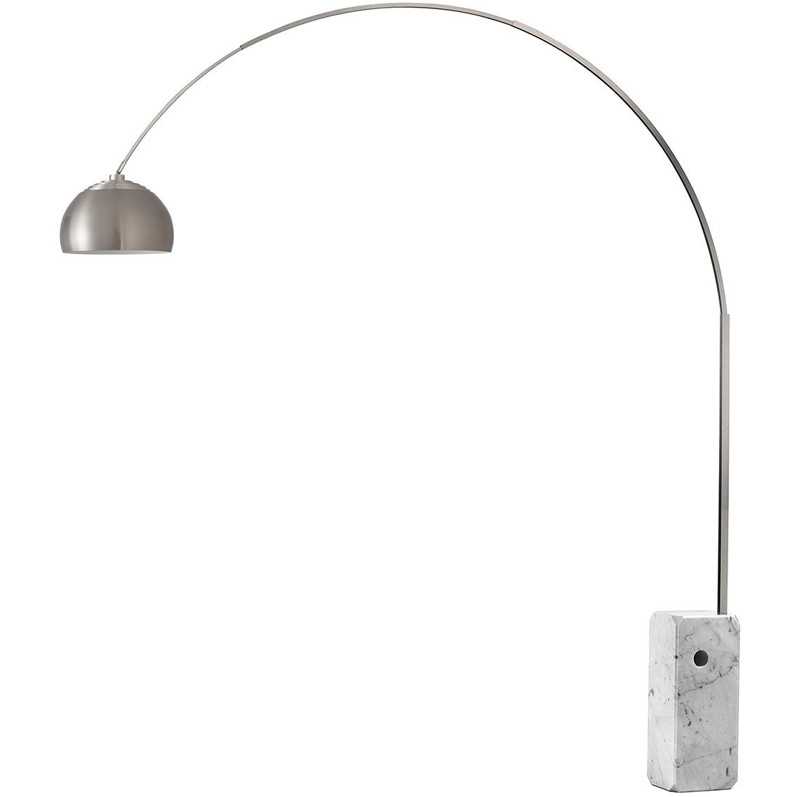 Iconic 95 inch 14 watt Satin Nickel and White Arc Floor Lamp Portable Light in Satin Nickel Steel