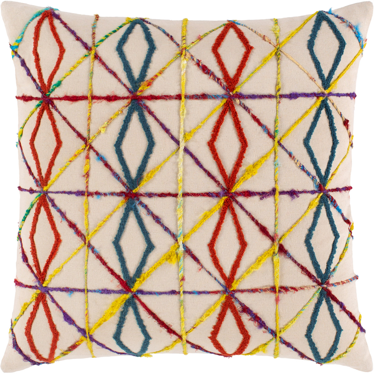 Callie 22 X 22 inch Burnt Orange/Butter/Bright Blue/Saffron/Dark Red Pillow Kit, Square