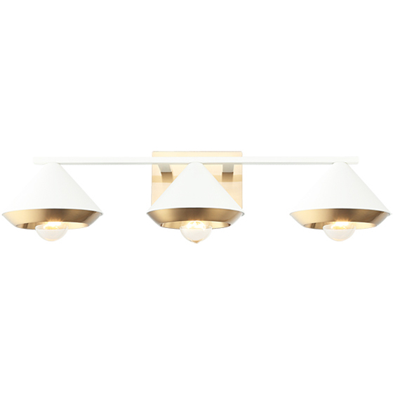 Velax 3 Light 25.38 inch White Wall Sconce Wall Light in White and Aged Gold Brass