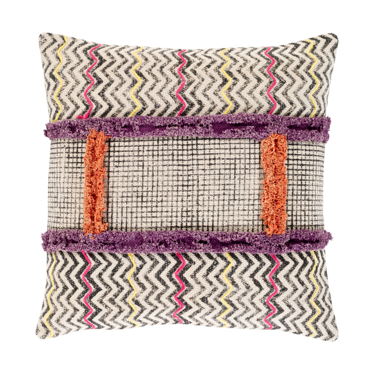 Raja 18 X 18 inch Bright Pink/Beige/Bright Yellow/Bright Orange Pillow Kit, Square
