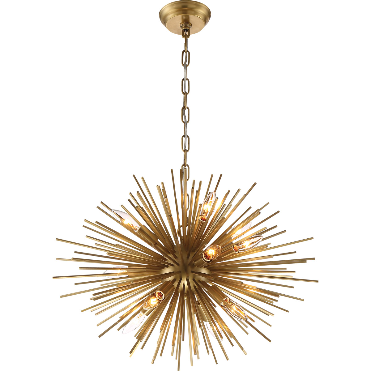 Burst 12 Light 23 inch Aged Brass Chandelier Ceiling Light