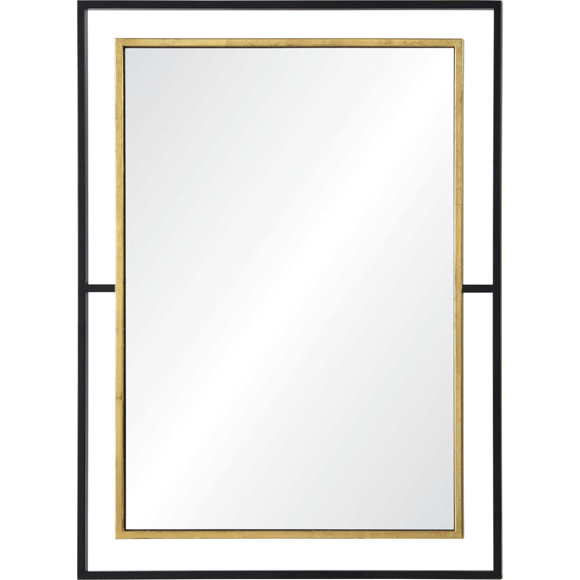 Gray 38 X 28 inch Gold Leaf, Black Wall Mirror