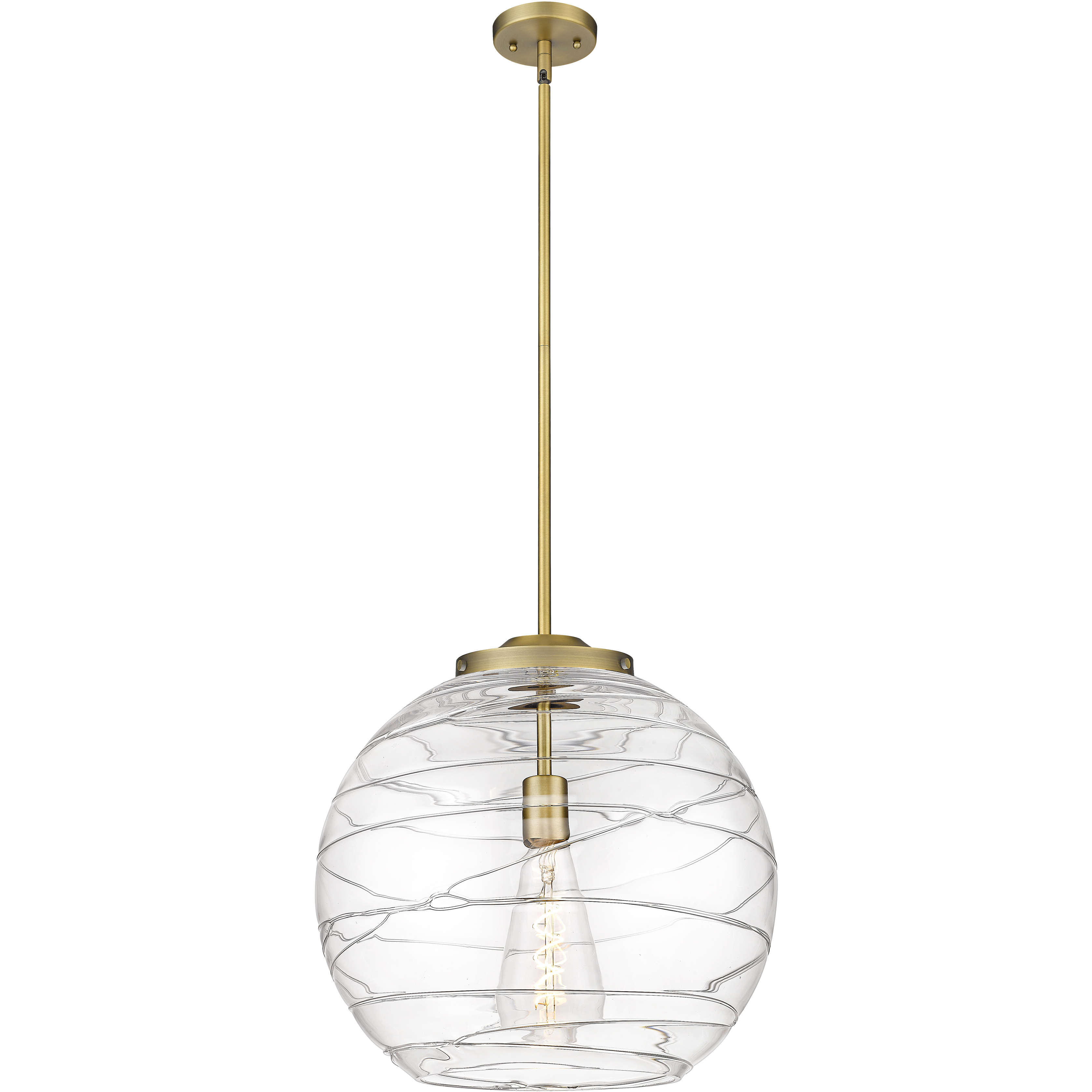 Ballston Athens Deco Swirl LED 15.75 inch Brushed Brass Pendant Ceiling Light in Clear Deco Swirl