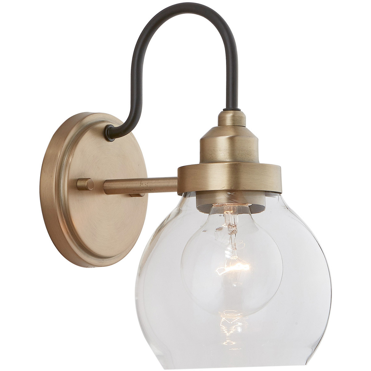 Daphne 1 Light 6 inch Aged Brass and Black Sconce Wall Light