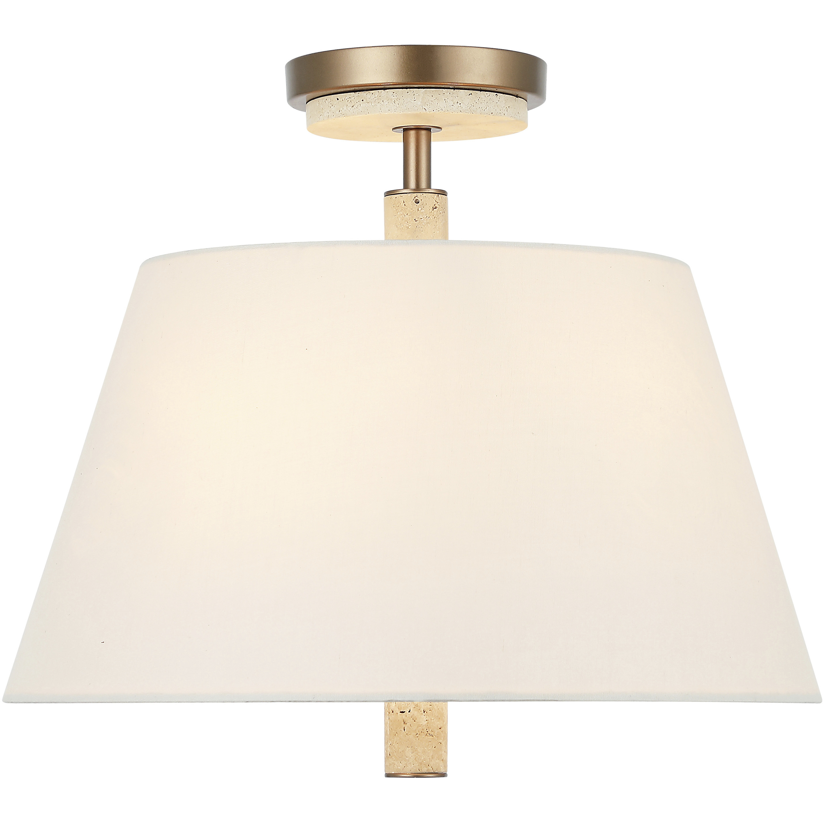 Rockford 3 Light 16 inch Brontourage and Travertine Semi Flush Mount Ceiling Light