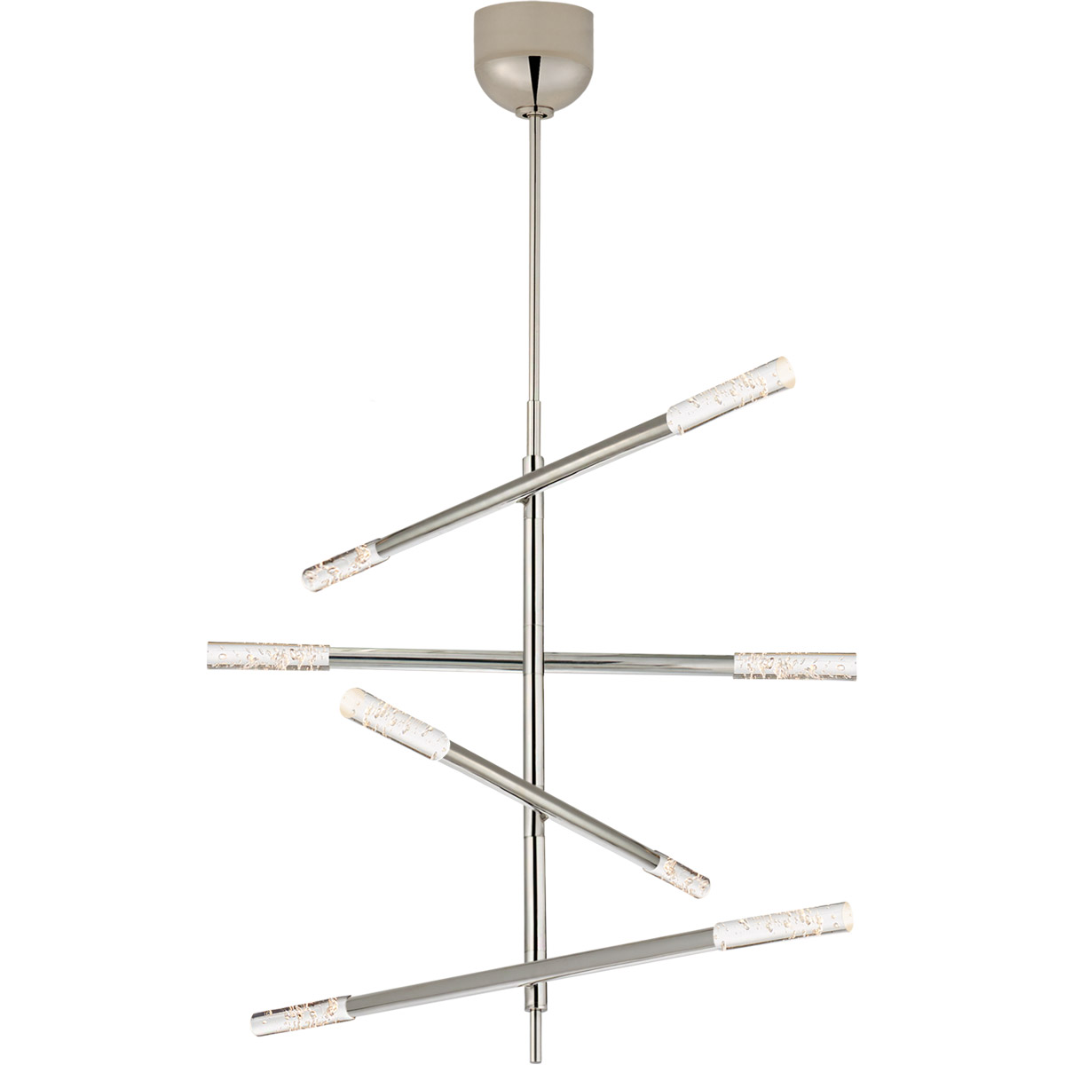 Kelly Wearstler Rousseau LED 3 inch Polished Nickel Articulating Chandelier Ceiling Light in Seeded Glass, Medium