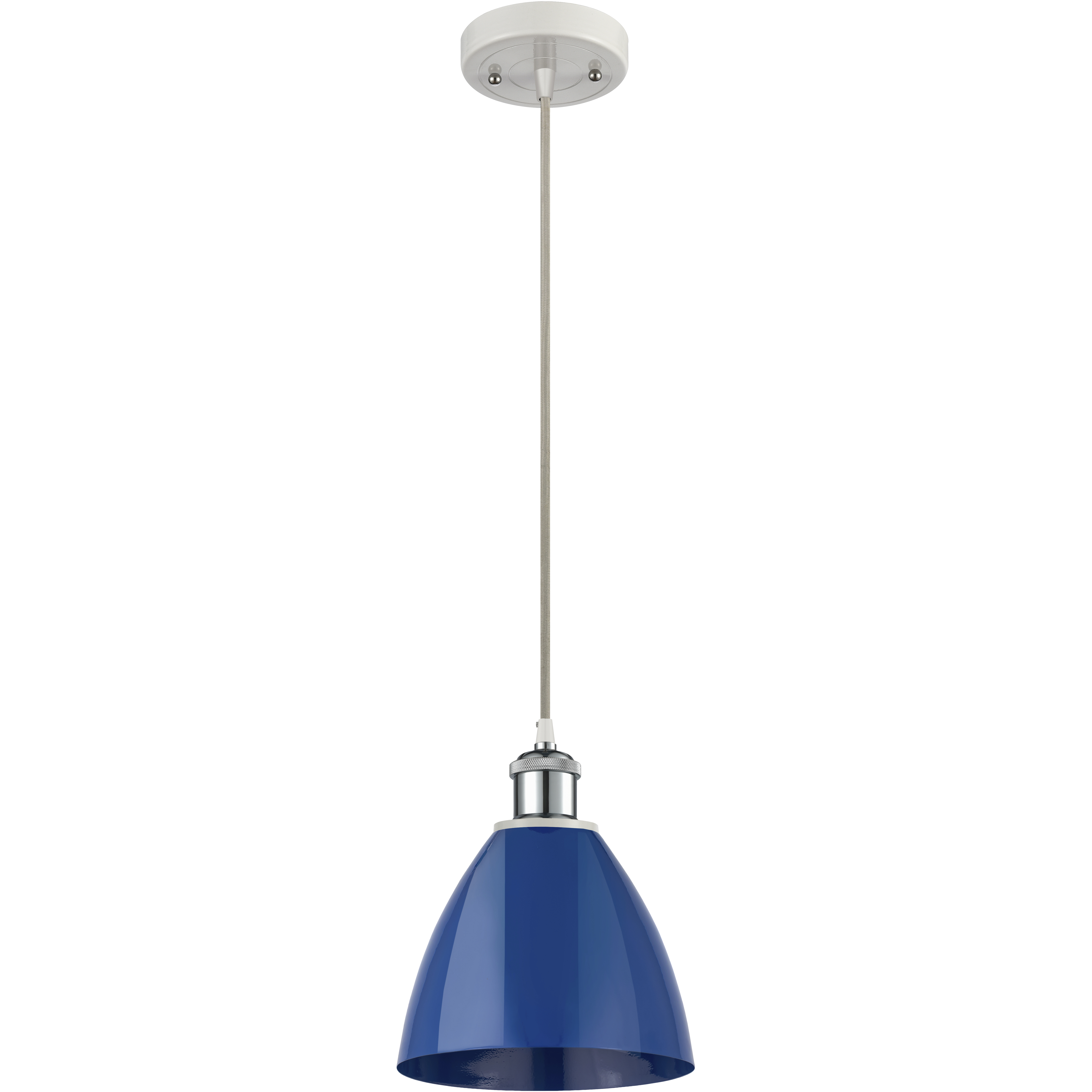 Ballston Plymouth Dome 1 Light 8 inch White and Polished Chrome Mini Pendant Ceiling Light in Matte Blue