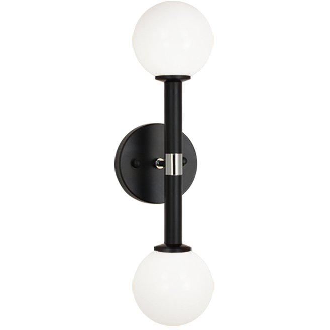 Stellar 2 Light 4.75 inch Black Wall Sconce Wall Light in Black and Opal Glass