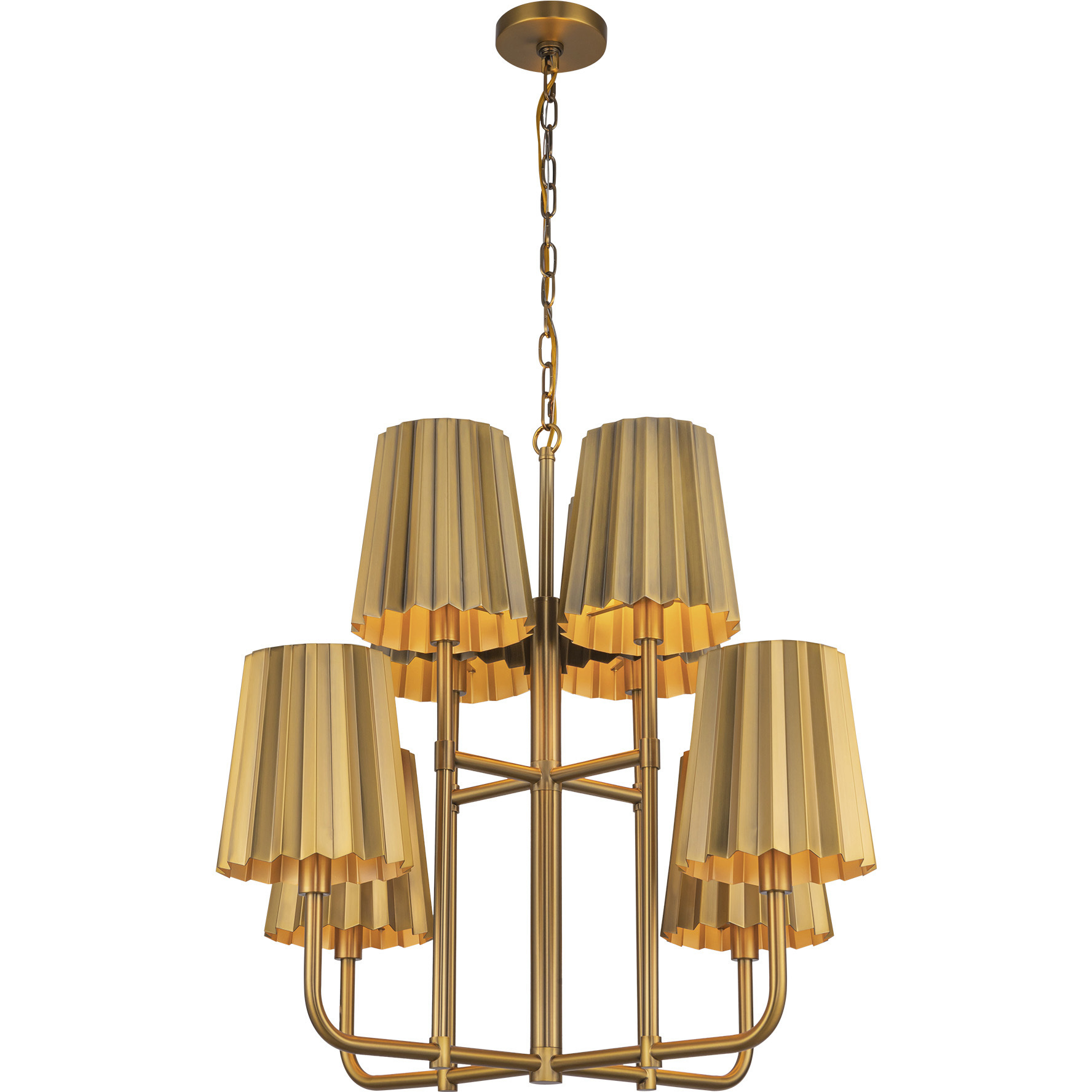 Alora Mood Plisse 8 Light 30 inch Aged Gold Chandelier Ceiling Light