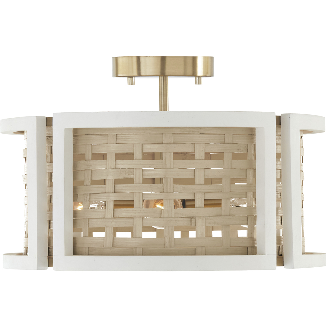 Lola 4 Light 16 inch Flat White and Matte Brass Semi-Flush Mount Ceiling Light, Convertible Dual Mount