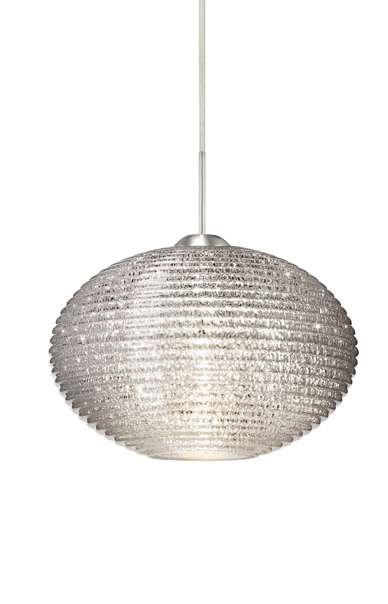 Pape 10 1 Light Satin Nickel Pendant Ceiling Light in Incandescent, Glitter Glass