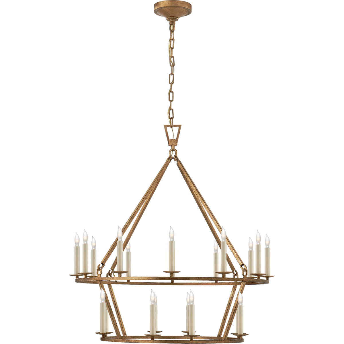 Chapman & Myers Darlana 20 Light 30 inch Gilded Iron Two-Tier Chandelier Ceiling Light, Medium