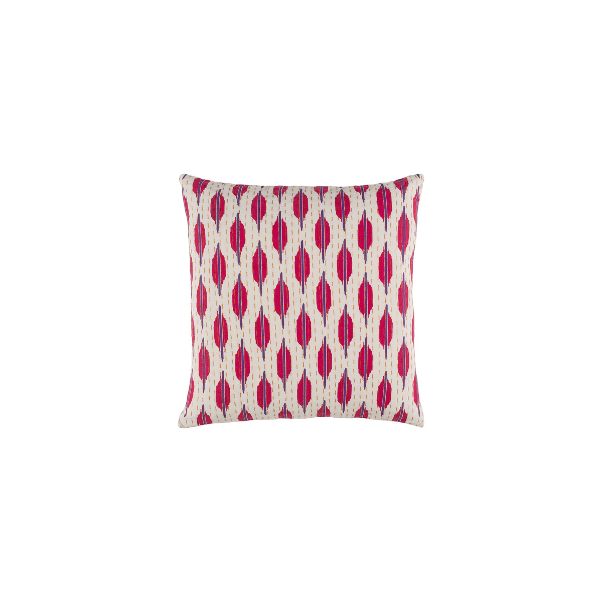 Kantha 22 X 22 inch Bright Purple and Bright Pink Throw Pillow