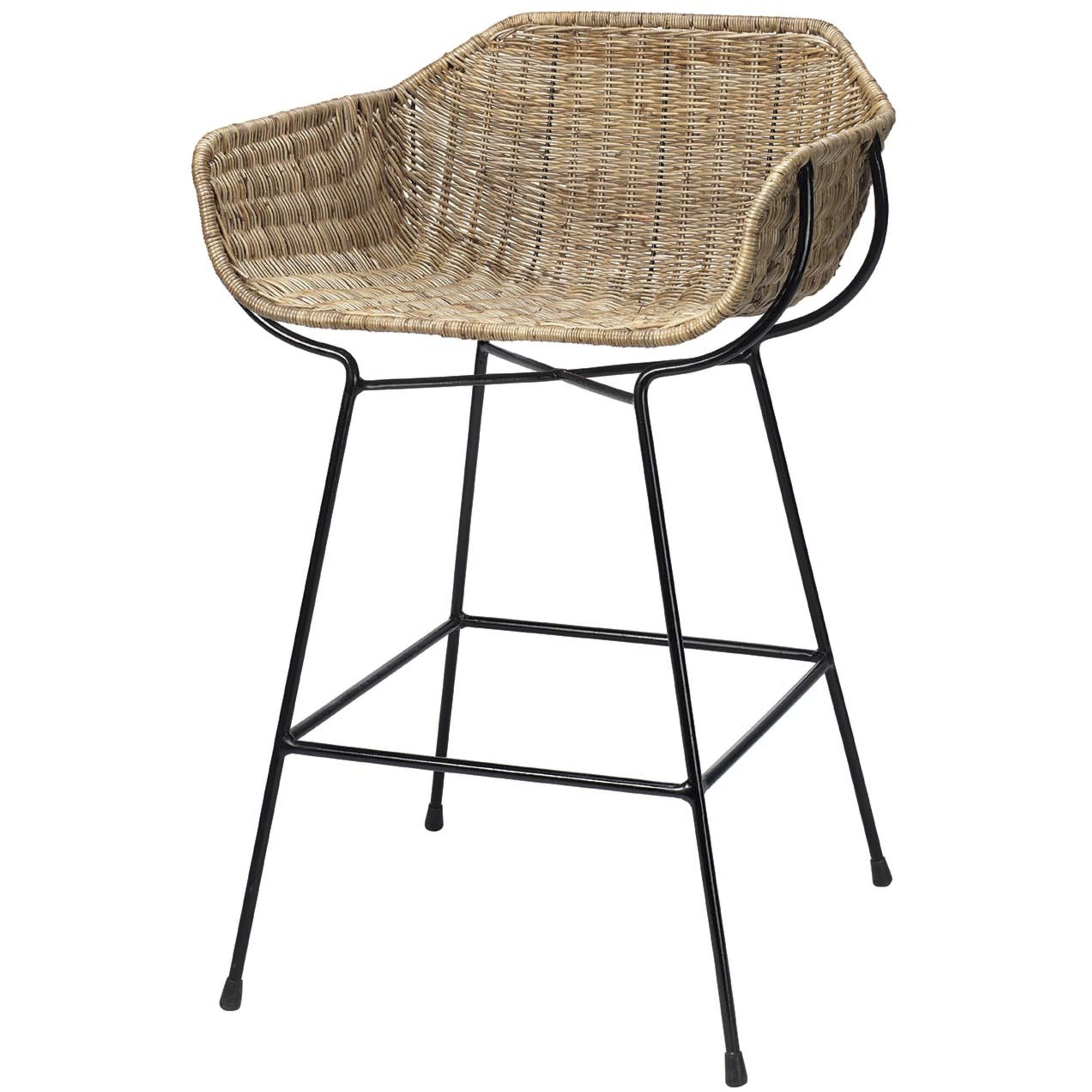 Nusa 32.5 inch Natural Rattan & Black Steel Counter Stool