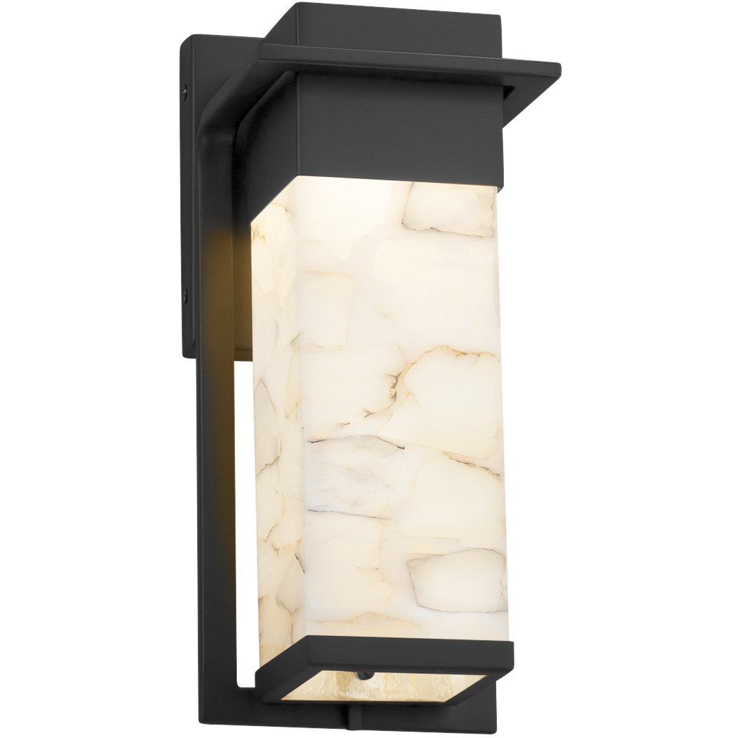 Alabaster Rocks 12 inch Matte Black Outdoor Wall Sconce
