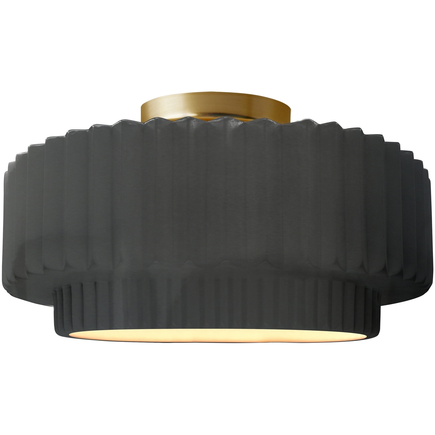 Radiance Collection - Pleated Tier 1 Light 12 inch Gloss Grey Semi-Flush Ceiling Light, Form+Finish+Function