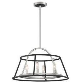 Campana 4 Light 21.75 inch Satin Nickel/black Chandelier Ceiling Light