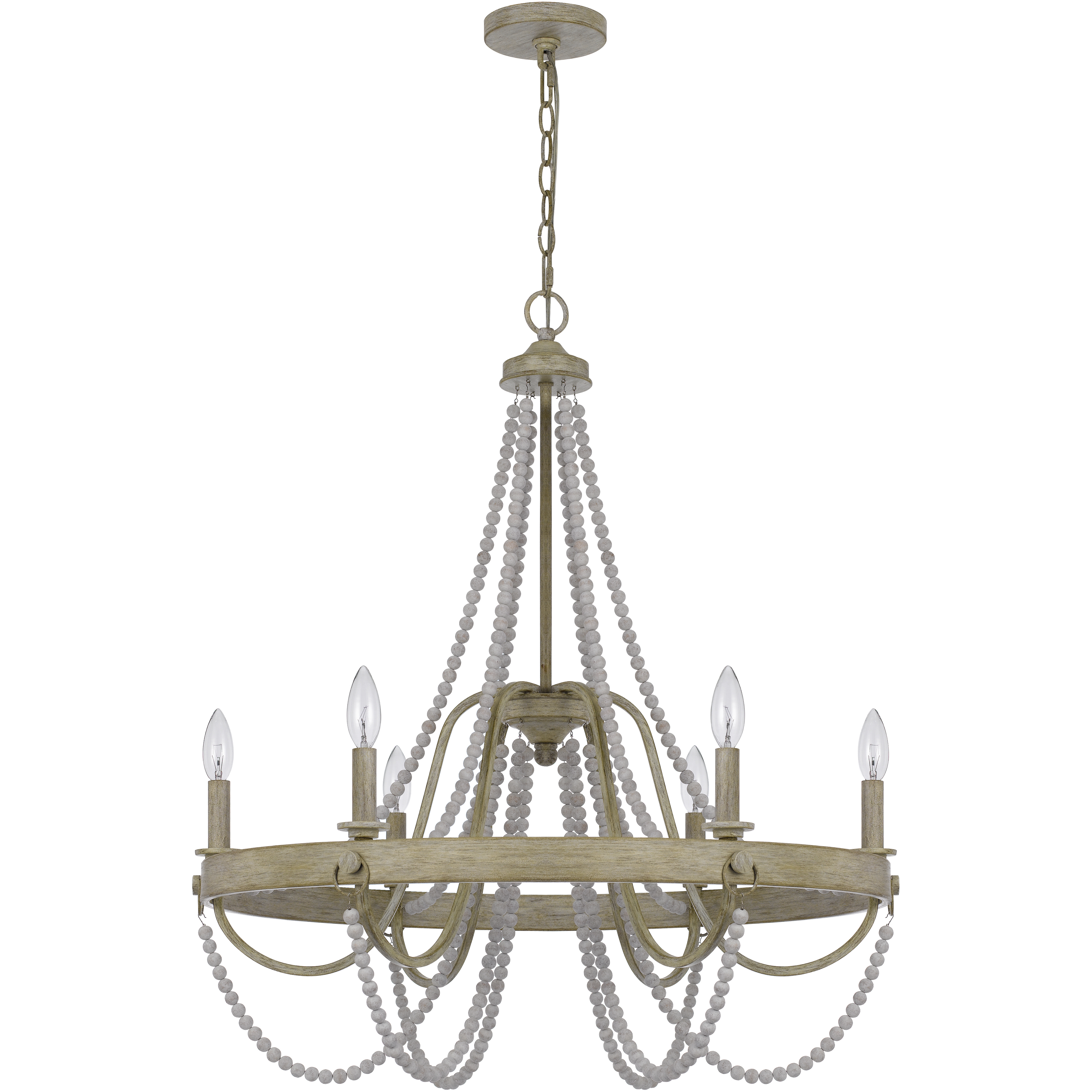 Macon 6 Light 28 inch Drifted Wood and Antique Silver Chandelier Ceiling Light