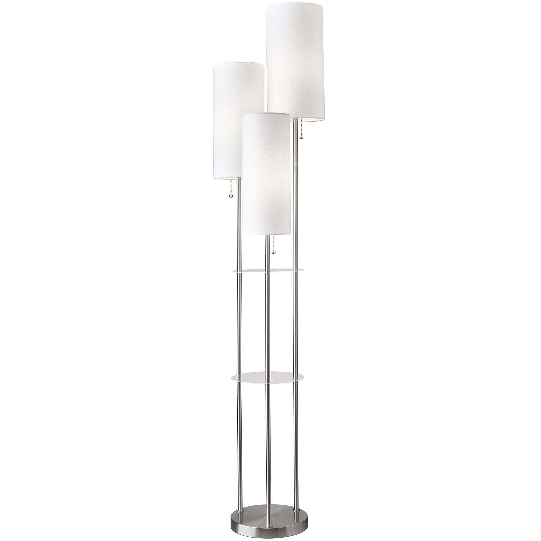 Trio 67.75 inch 40 watt Brushed Steel Floor Lamp Portable Light in White Linen