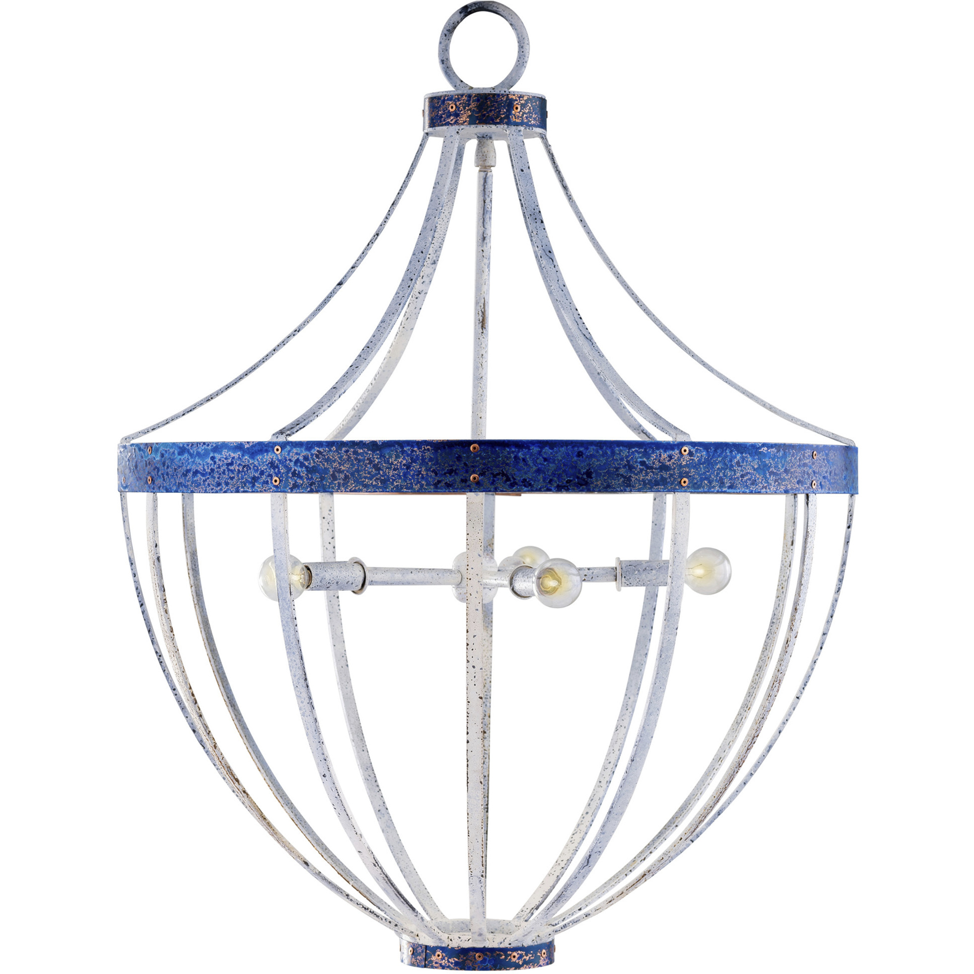 Palm Beach 6 Light Antique White and Powder Blue Patina Chandelier Ceiling Light
