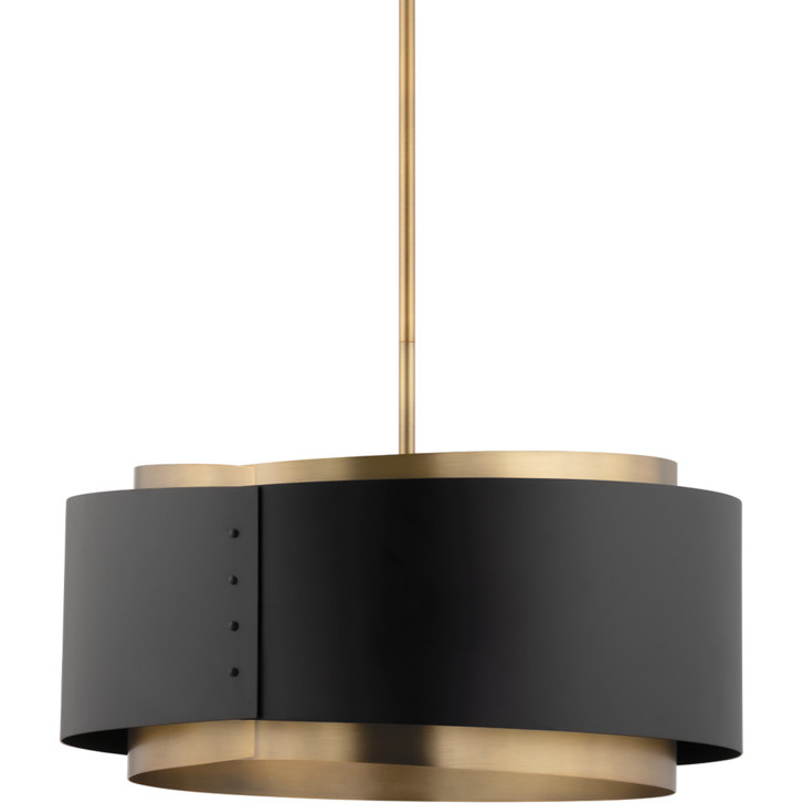 Roux 1 Light 25 inch Patina Brass/Soft Black Outdoor Pendant