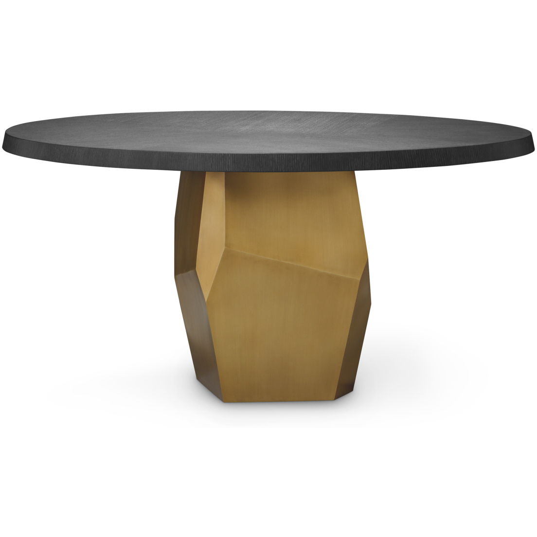 Caldor 59.84 inch Brushed Brass and Charcoal Grey Oak Veneer Dining Table
