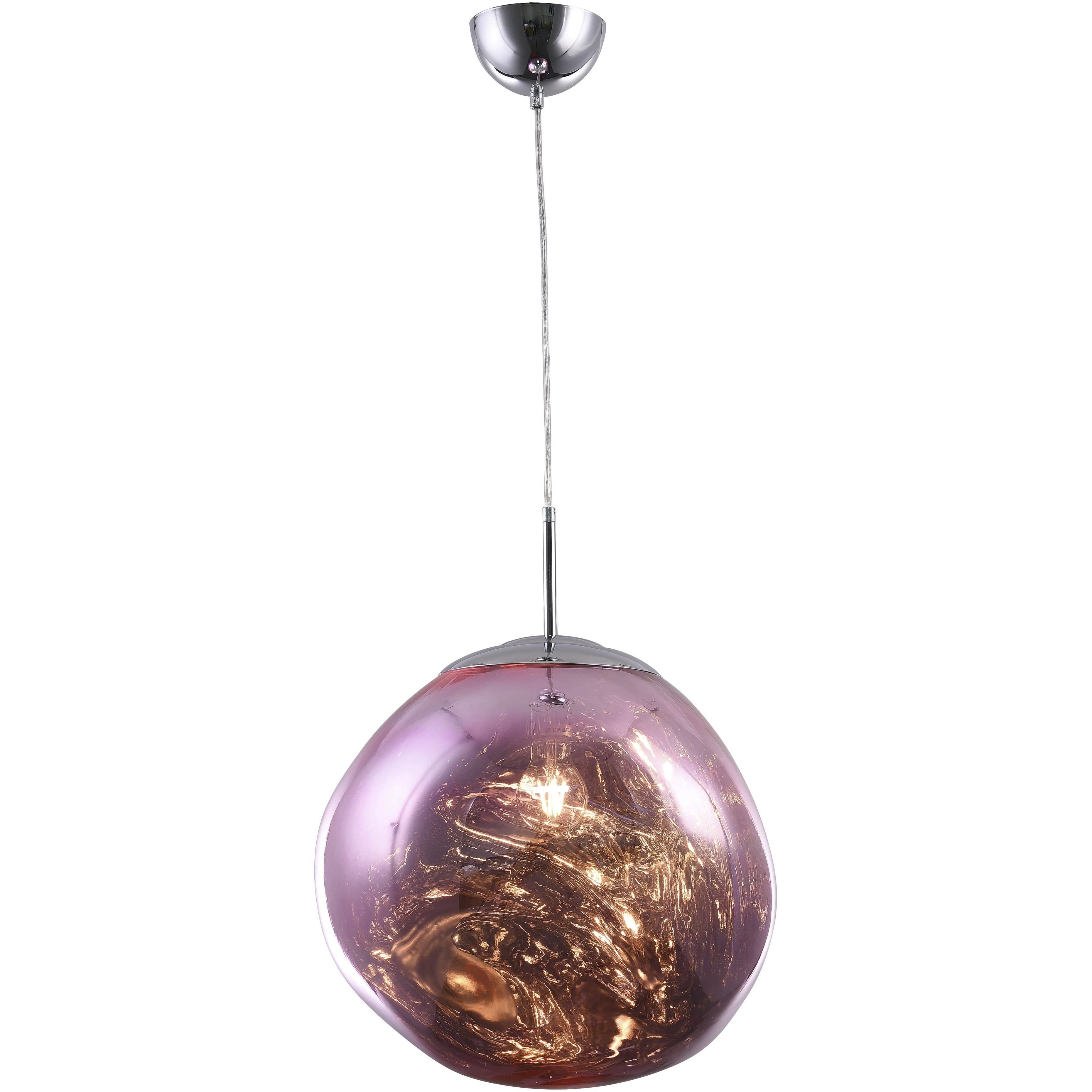 Canada 1 Light 15 inch Chrome Pendant Ceiling Light in Pink