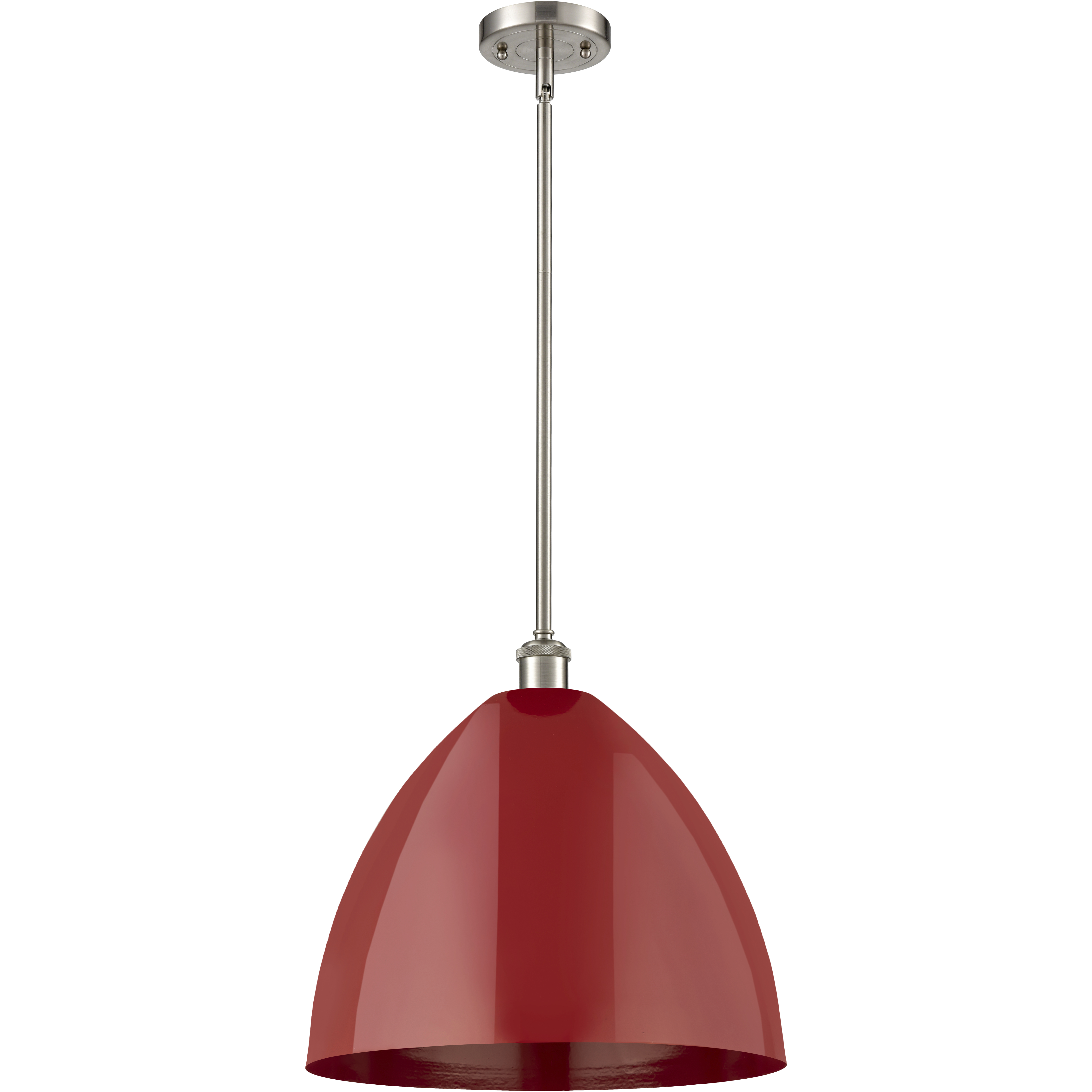 Ballston Plymouth Dome LED 16 inch Brushed Satin Nickel Pendant Ceiling Light in Matte Red
