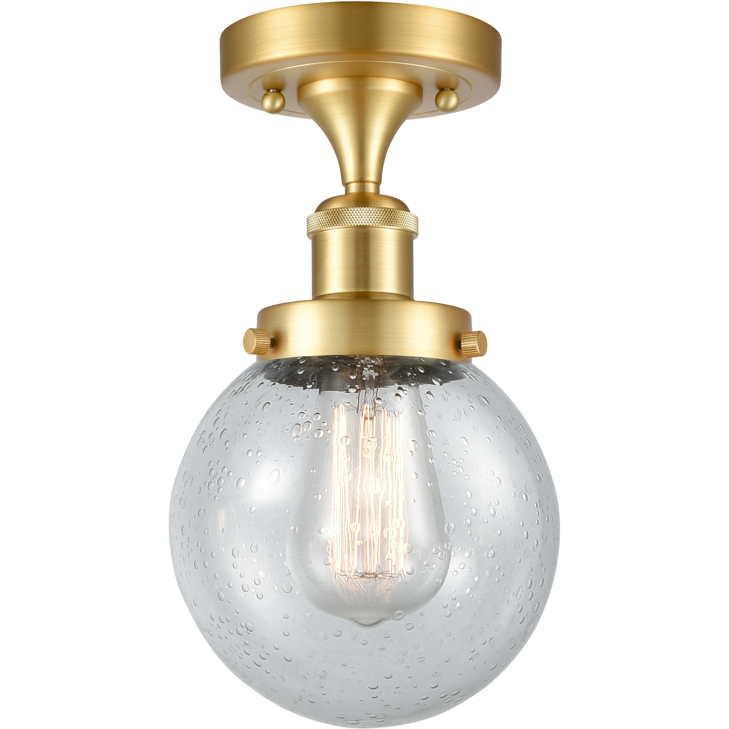 Beacon 1 Light 6 inch Satin Gold Semi-Flush Mount Ceiling Light