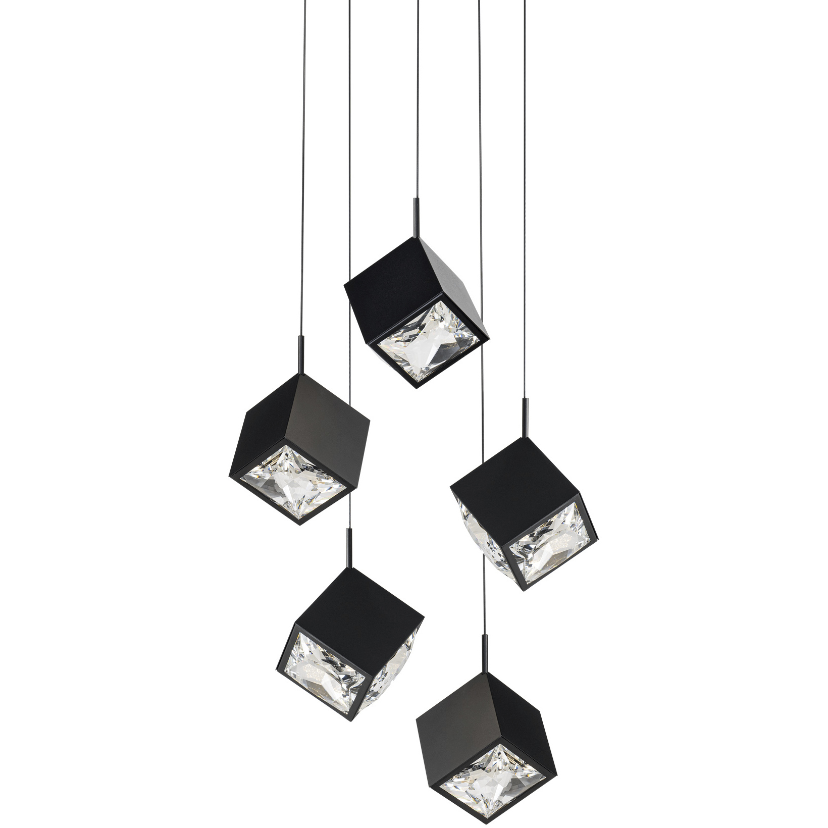 Ice Cube LED 18.63 inch Black Multi-Light Pendant Ceiling Light, dweLED