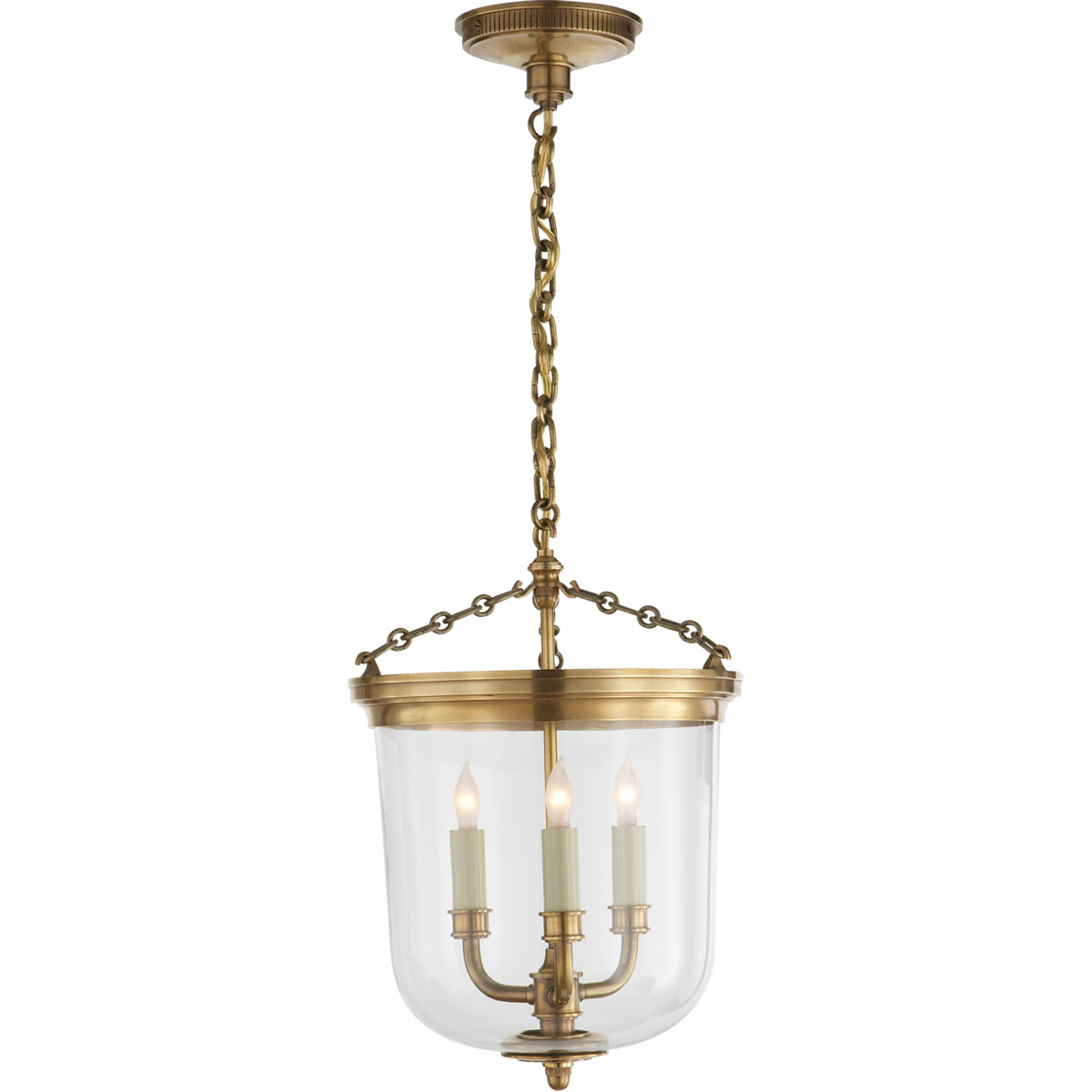 Thomas O'Brien Merchant 3 Light 11.75 inch Hand-Rubbed Antique Brass Lantern Pendant Ceiling Light
