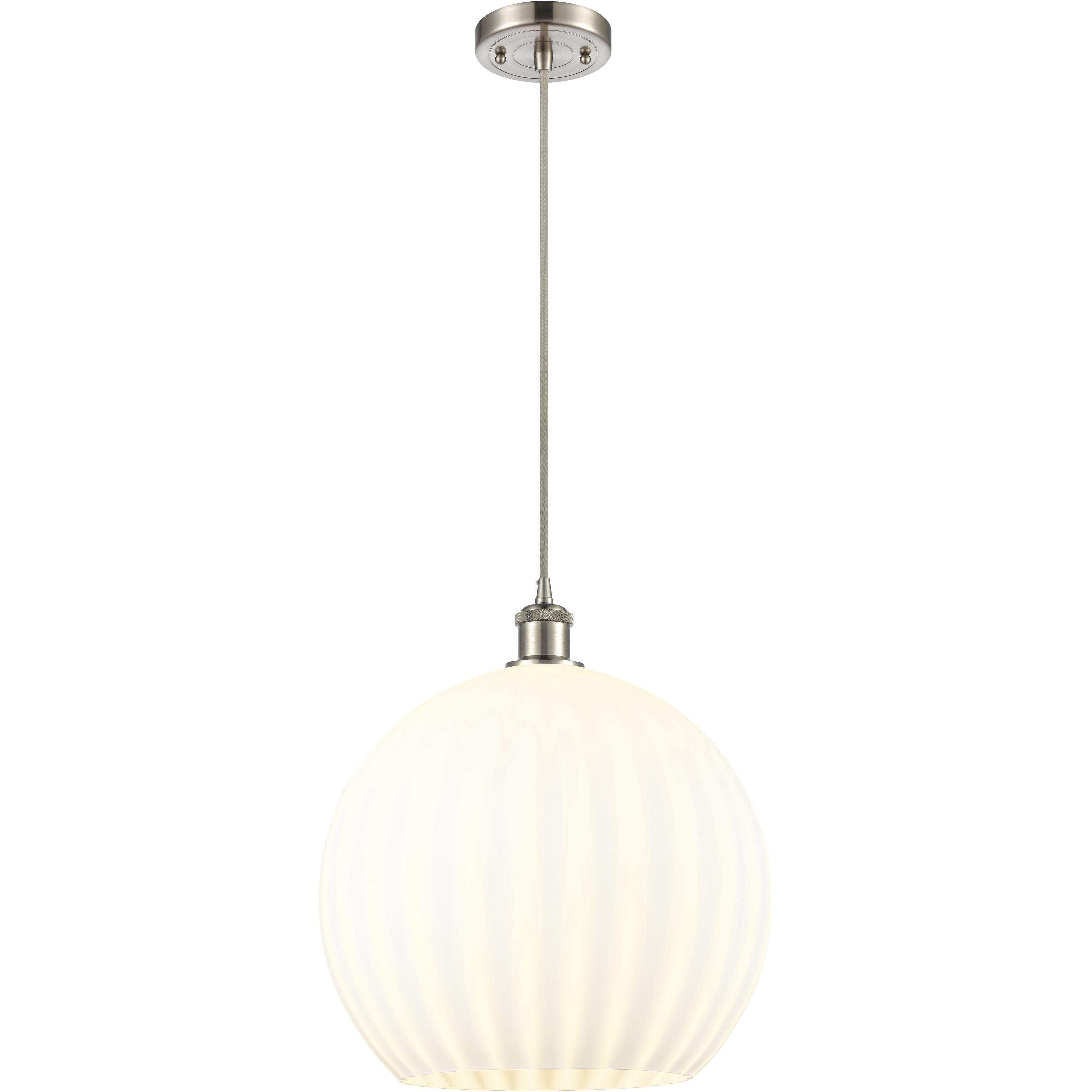 Ballston White Venetian 1 Light 13.75 inch Brushed Satin Nickel Cord Hung Pendant Ceiling Light