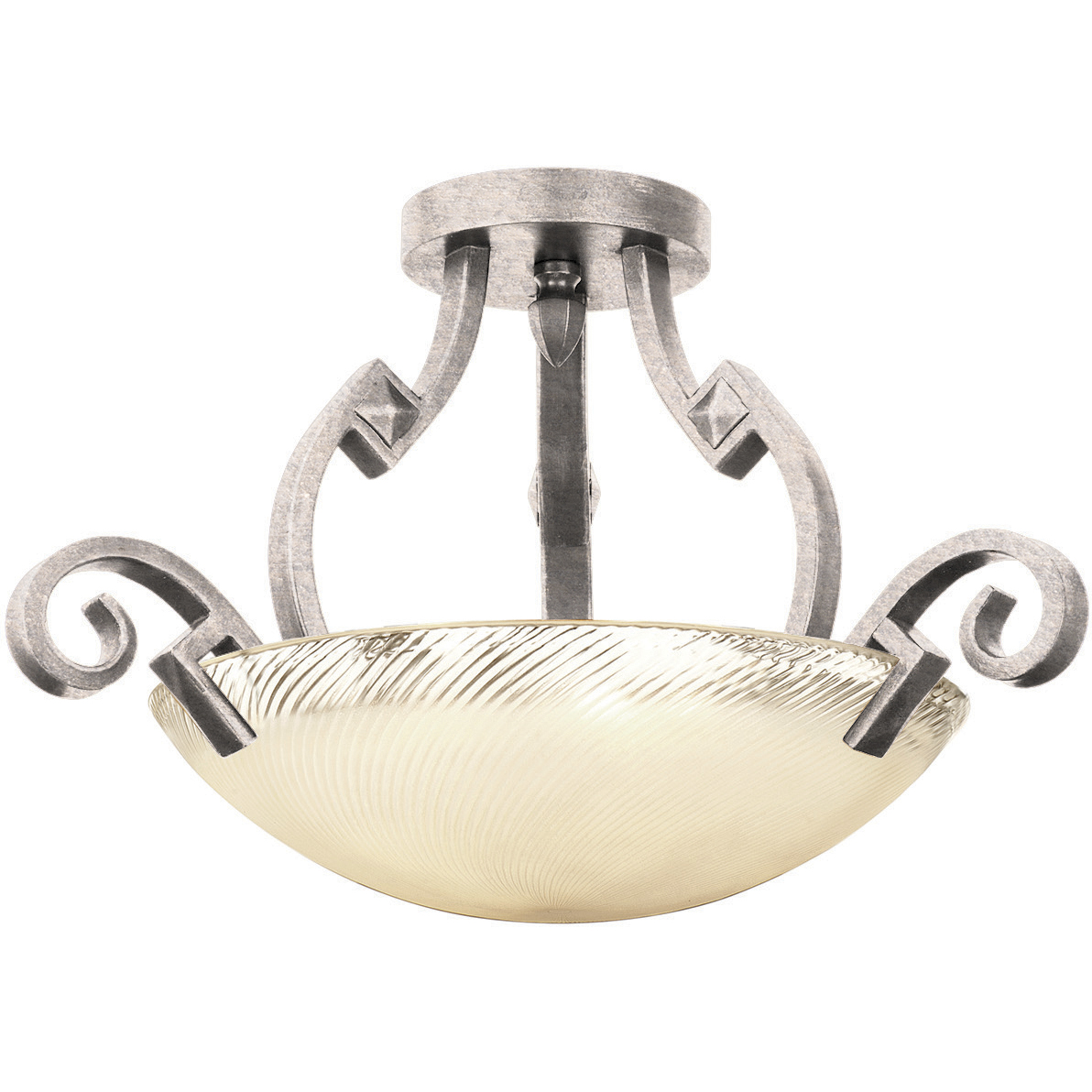 Ibiza 3 Light 23 inch Pearl Silver Semi Flush Mount Ceiling Light in Ecru Standard Glass