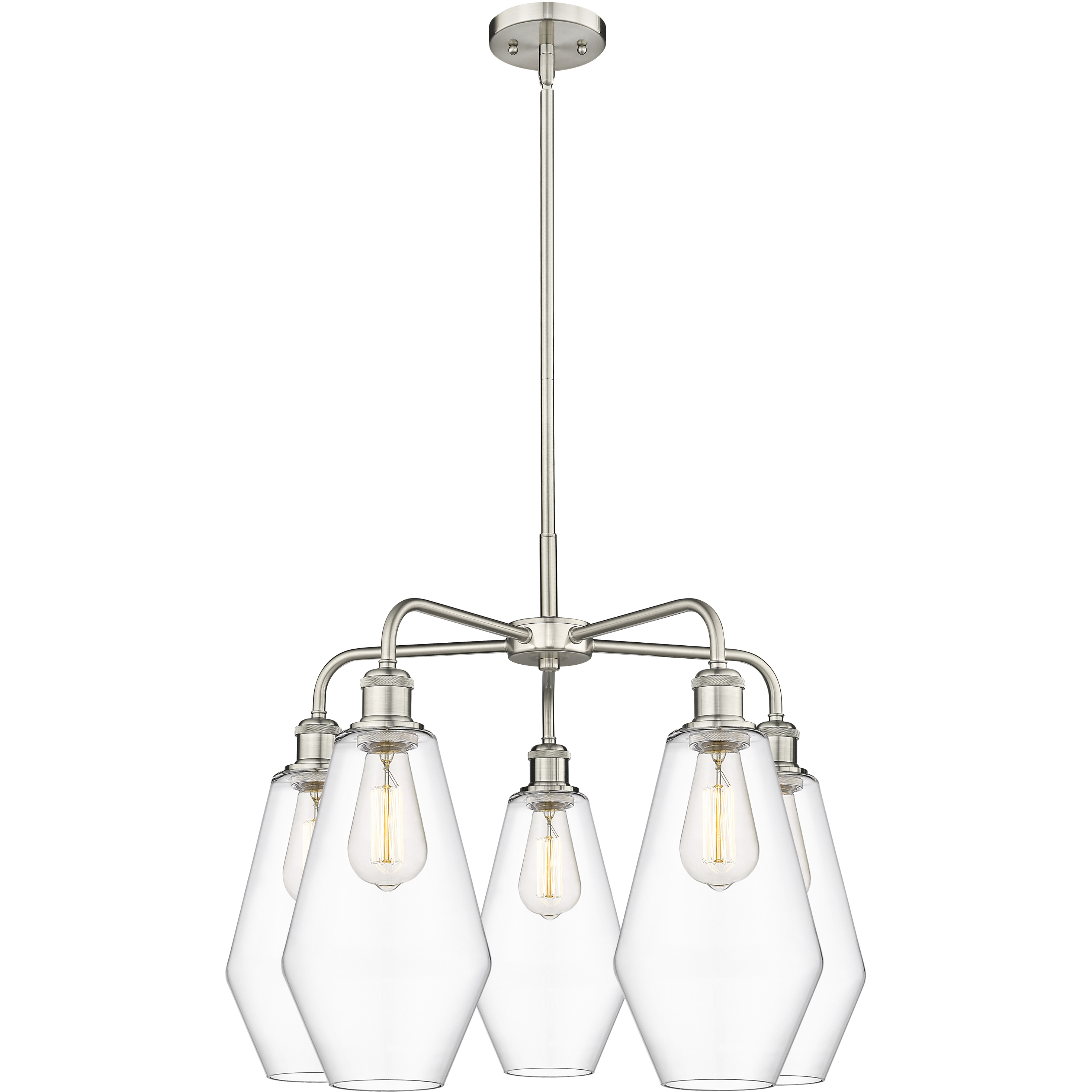 Cindyrella 5 Light 25 inch Satin Nickel Chandelier Ceiling Light in Clear Glass