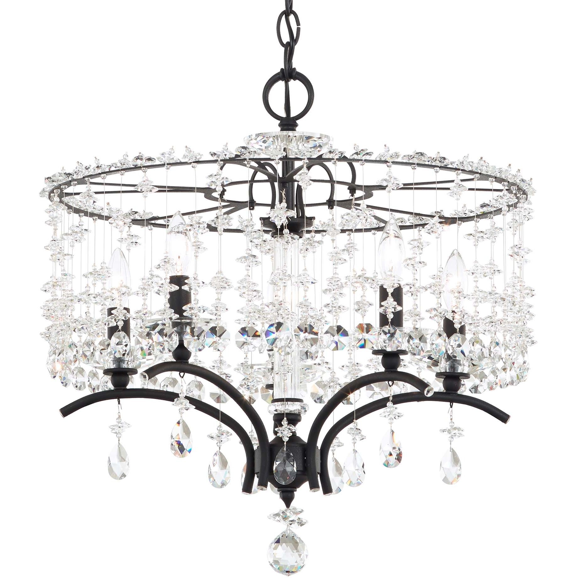 Bella Rose 5 Light Ferro Black Chandelier Ceiling Light in Heritage, Adjustable Height