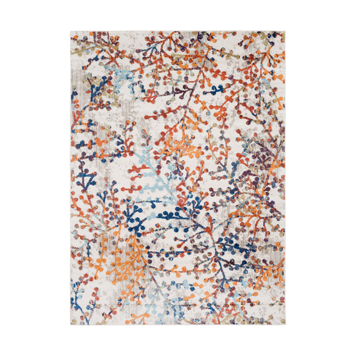 Ararat 87 X 63 inch Aqua/Dark Blue/Bright Orange/Bright Yellow Rugs, Rectangle
