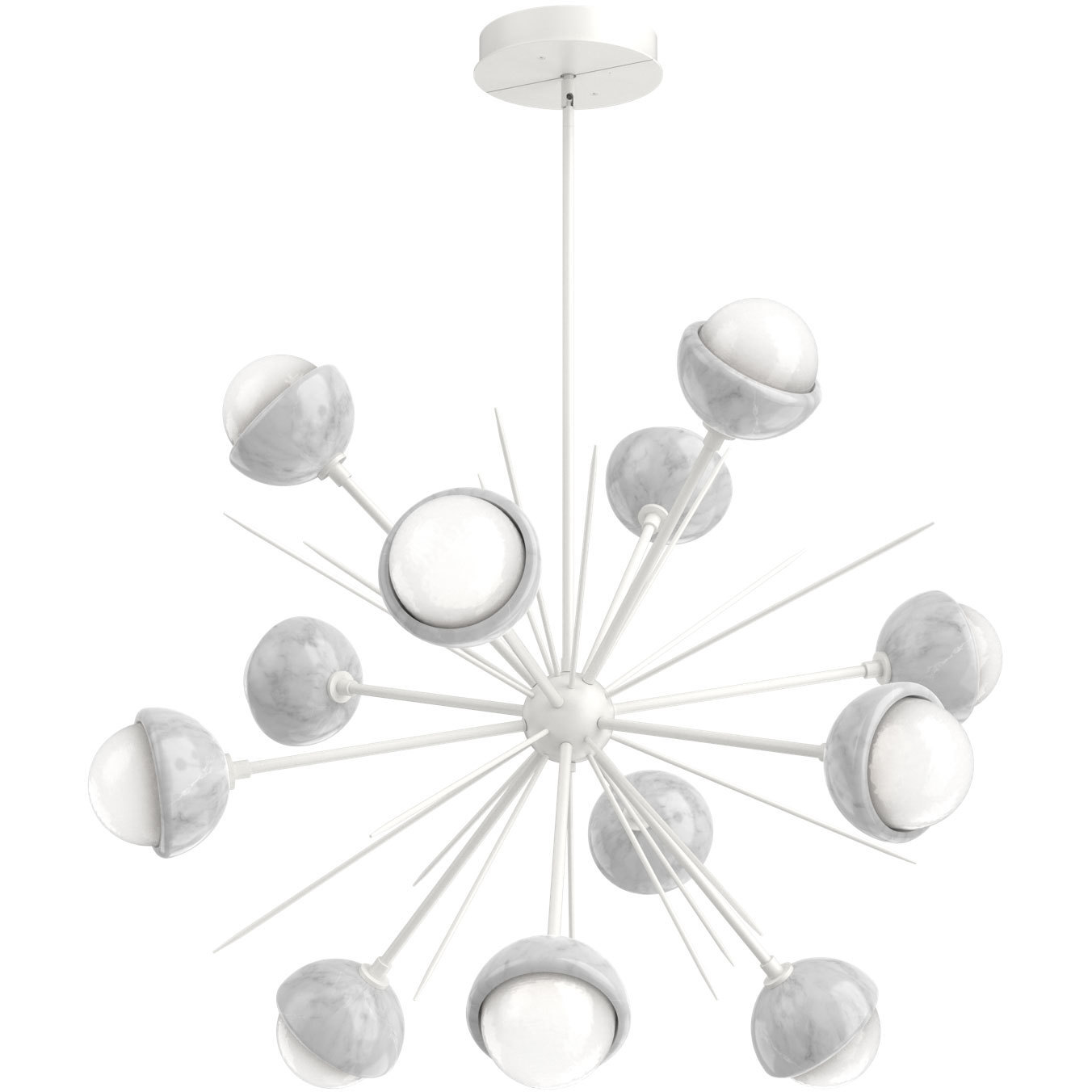 Cabochon LED 41 inch Salt White with White Marble Chandelier Ceiling Light in 3000K LED, Startburst