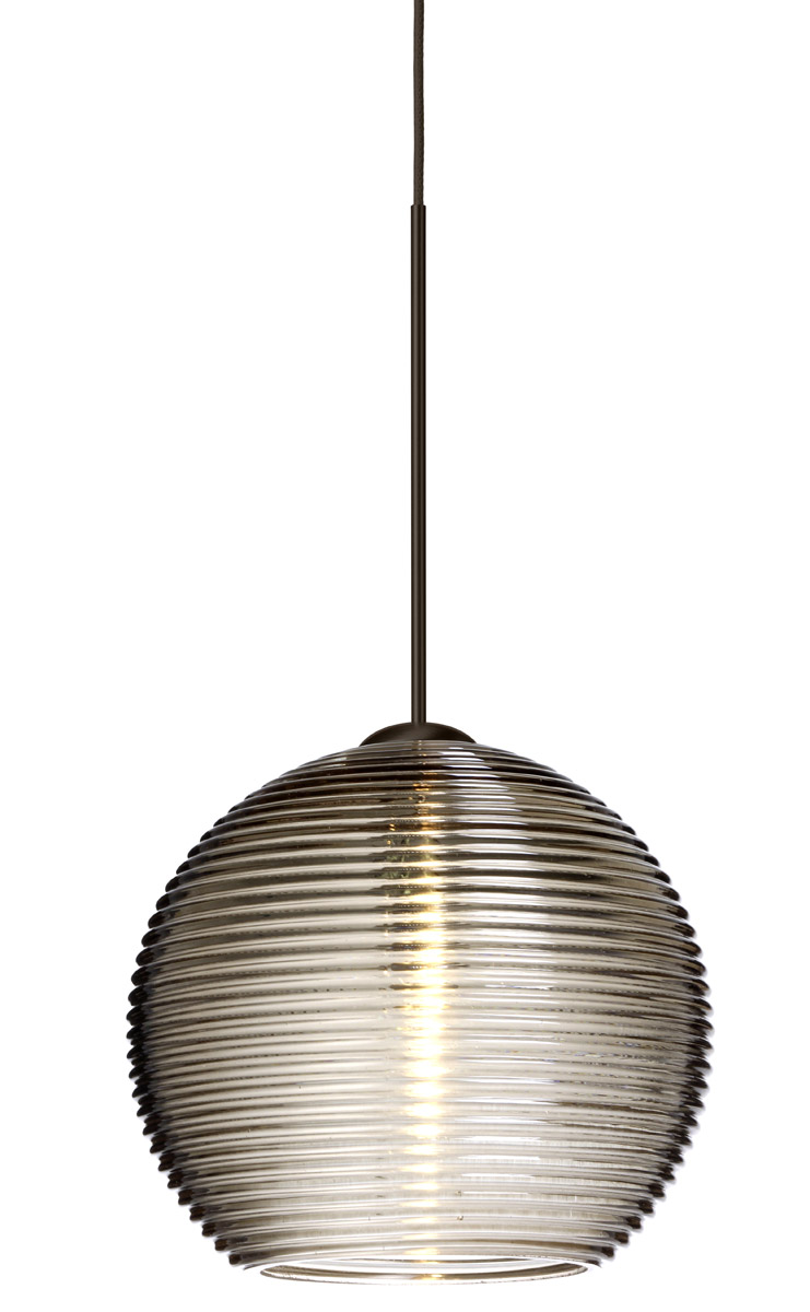 Kristall 6 1 Light Bronze Pendant Ceiling Light in Incandescent, Smoke Glass