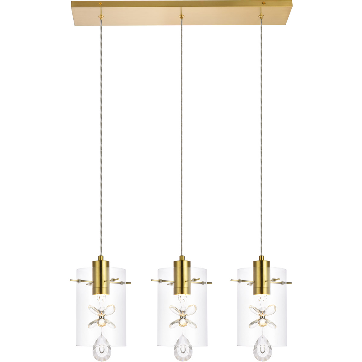 Hana 3 Light 24 inch Gold Linear Pendant Ceiling Light
