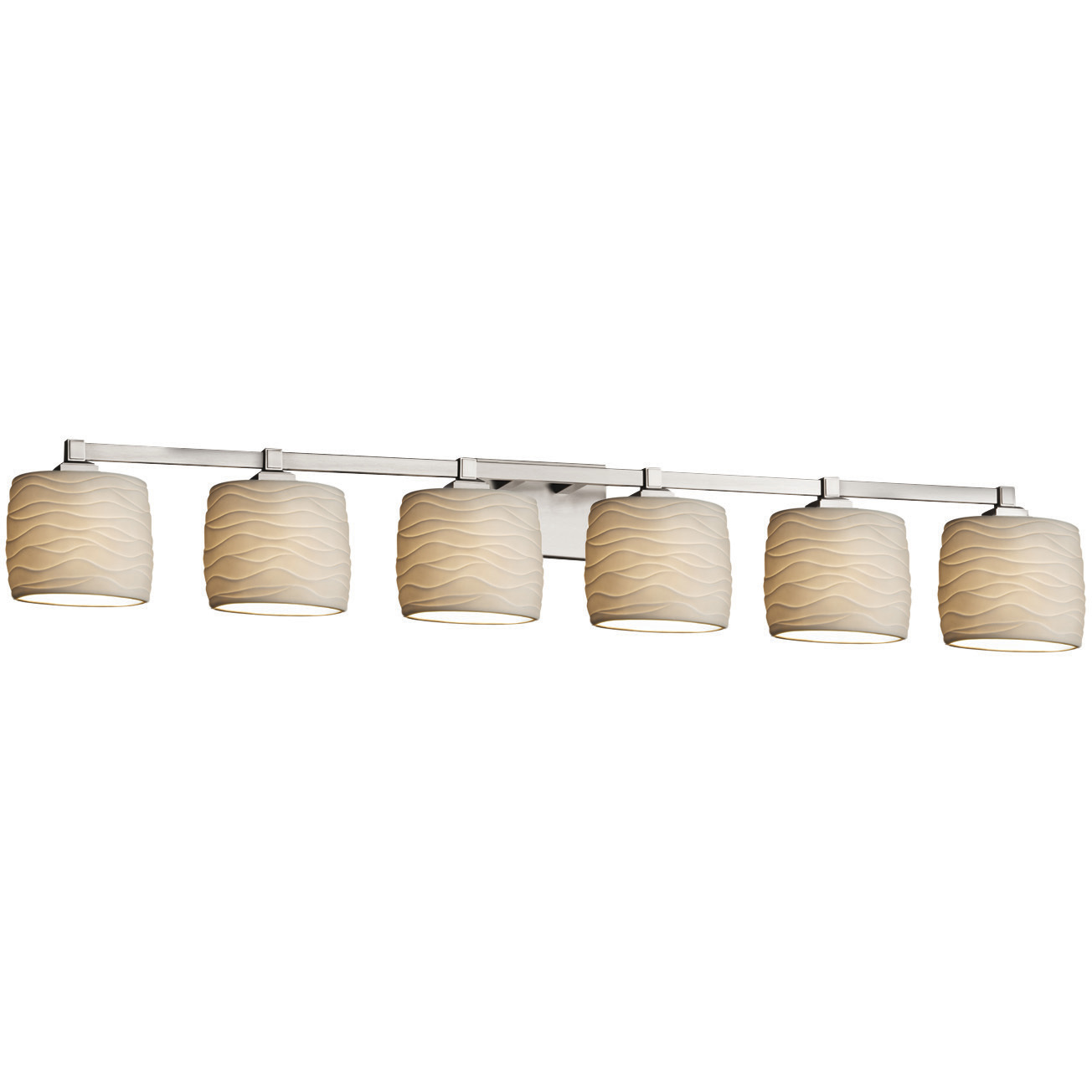 Limoges 6 Light 51.5 inch Brushed Nickel Bath Bar Wall Light in Waves, Oval, Incandescent, Oval