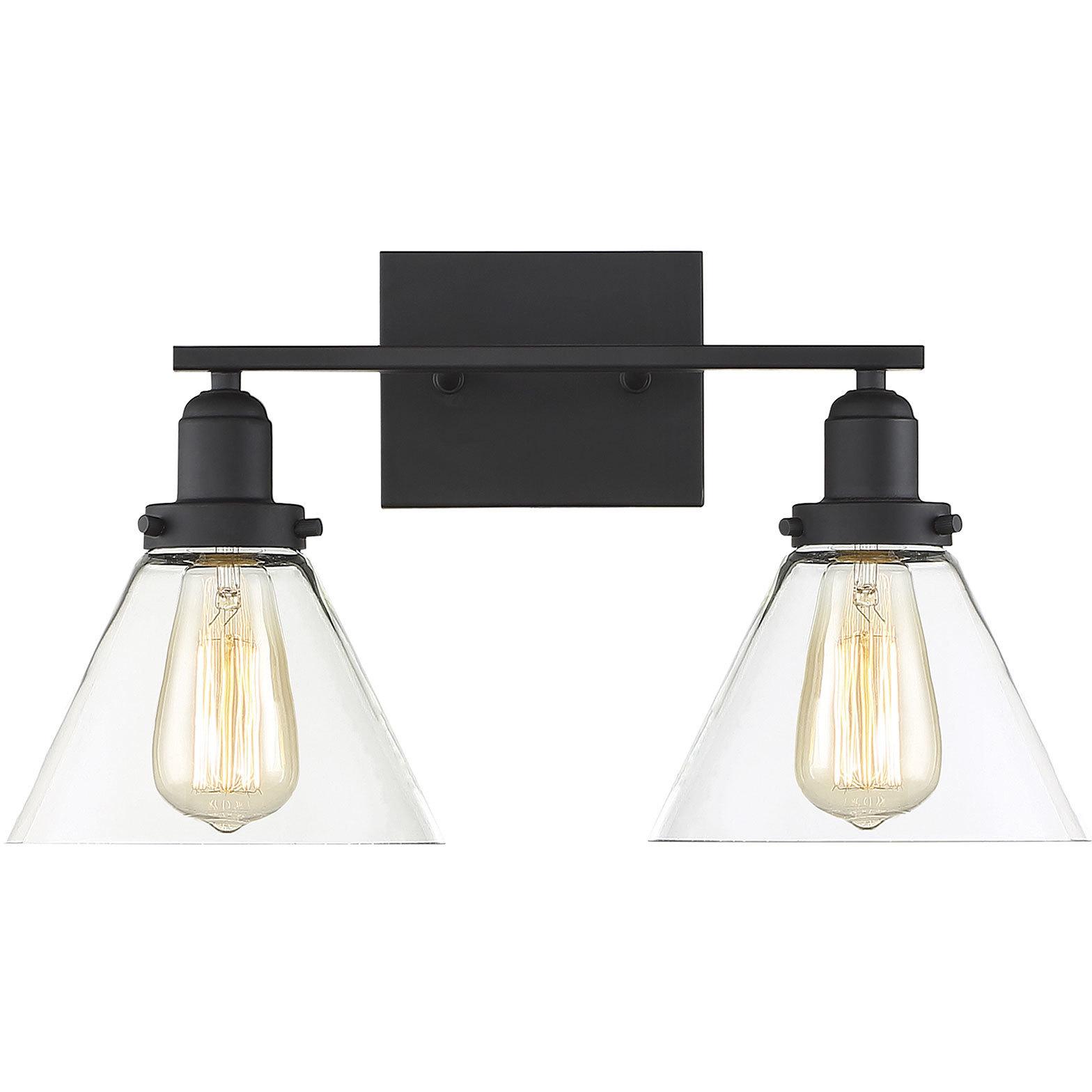 Drake 2 Light 17.75 inch Black Bathroom Vanity Light Wall Light, Essentials