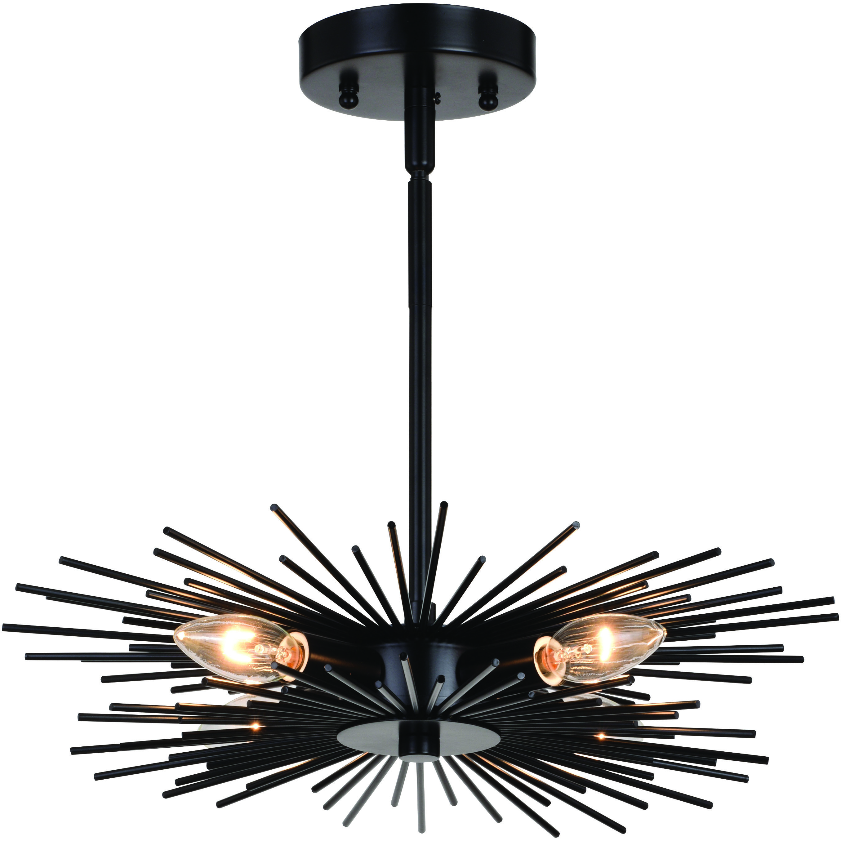 Nikko LED 16 inch Matte Black Semi-Flush Mount Ceiling Light in 4