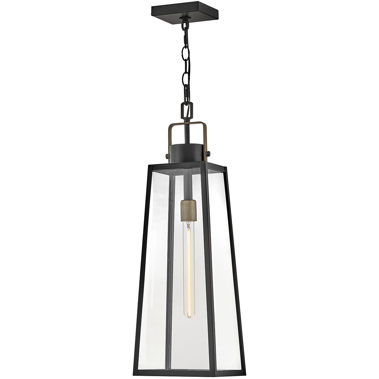 Hugh 1 Light 8.5 inch Black with Burnished Bronze Outdoor Hanging