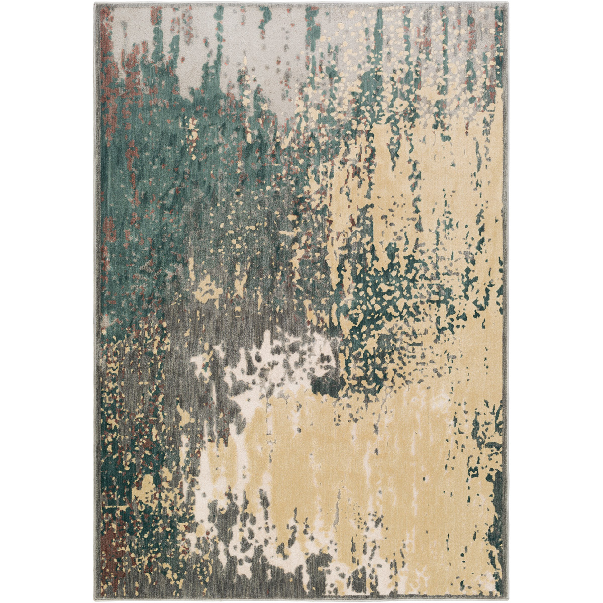 Serene 35 X 22 inch Brown and Green Area Rug, Polyester and Polypropylene