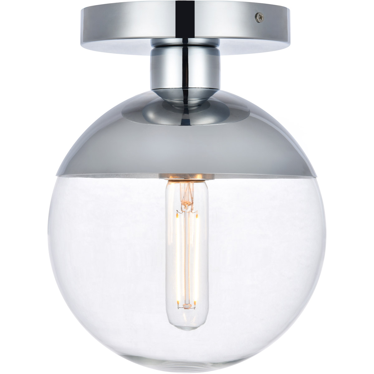 Eclipse 1 Light 8 inch Chrome Flush Mount Ceiling Light