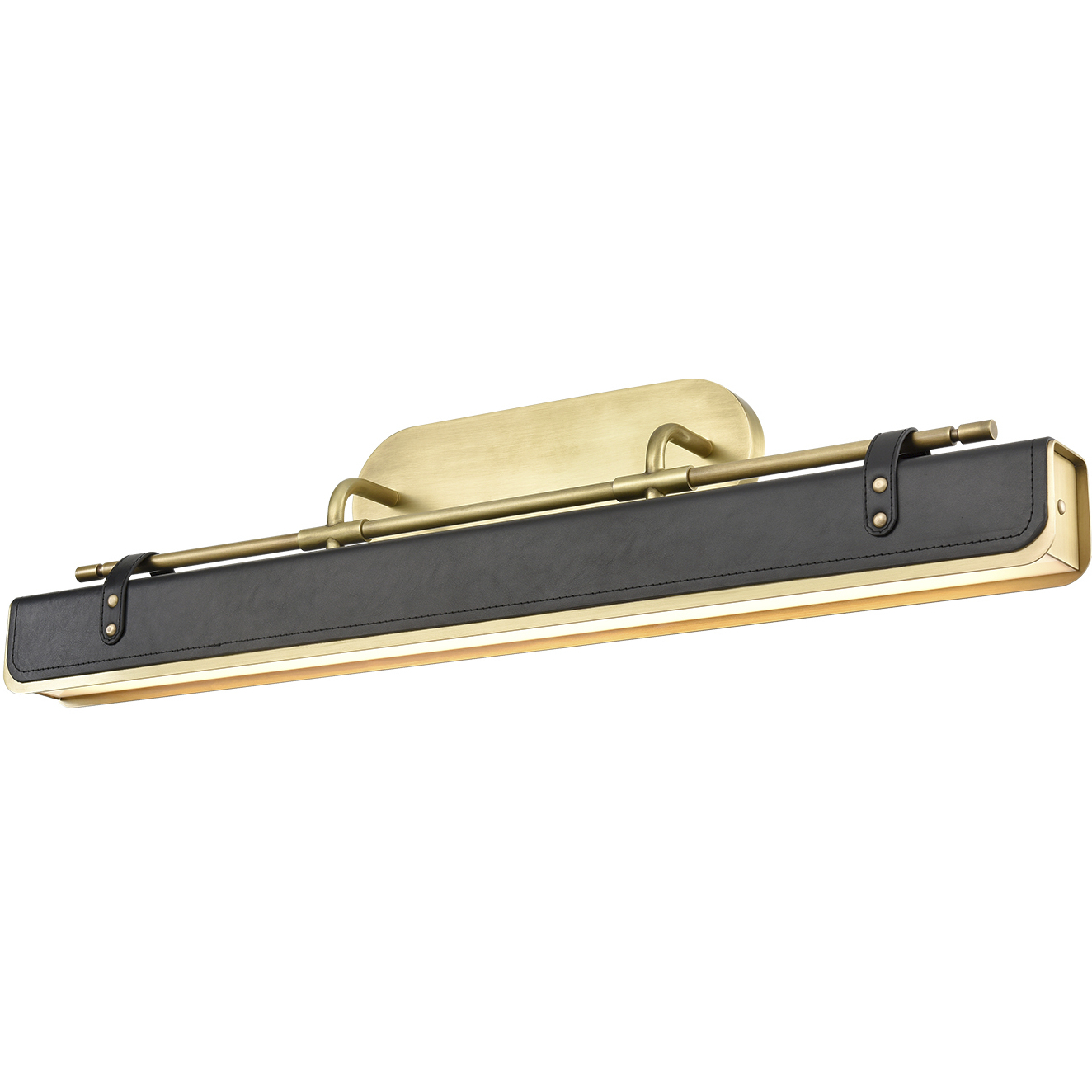 Valise LED 39.96 inch Vintage Brass and Tuxedo Leather Wall/Vanity Light Wall Light