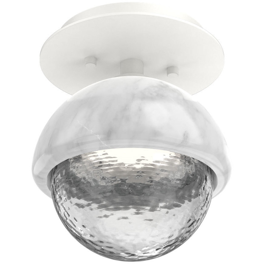 Cabochon Sconce & Flush Mount Wall Light in 3000K LED, Clear, Salt White with White Marble